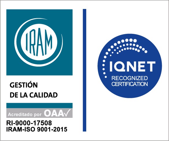 Sello de certificación IRAM e IQNET de gestión de la calidad ISO 9001:2015